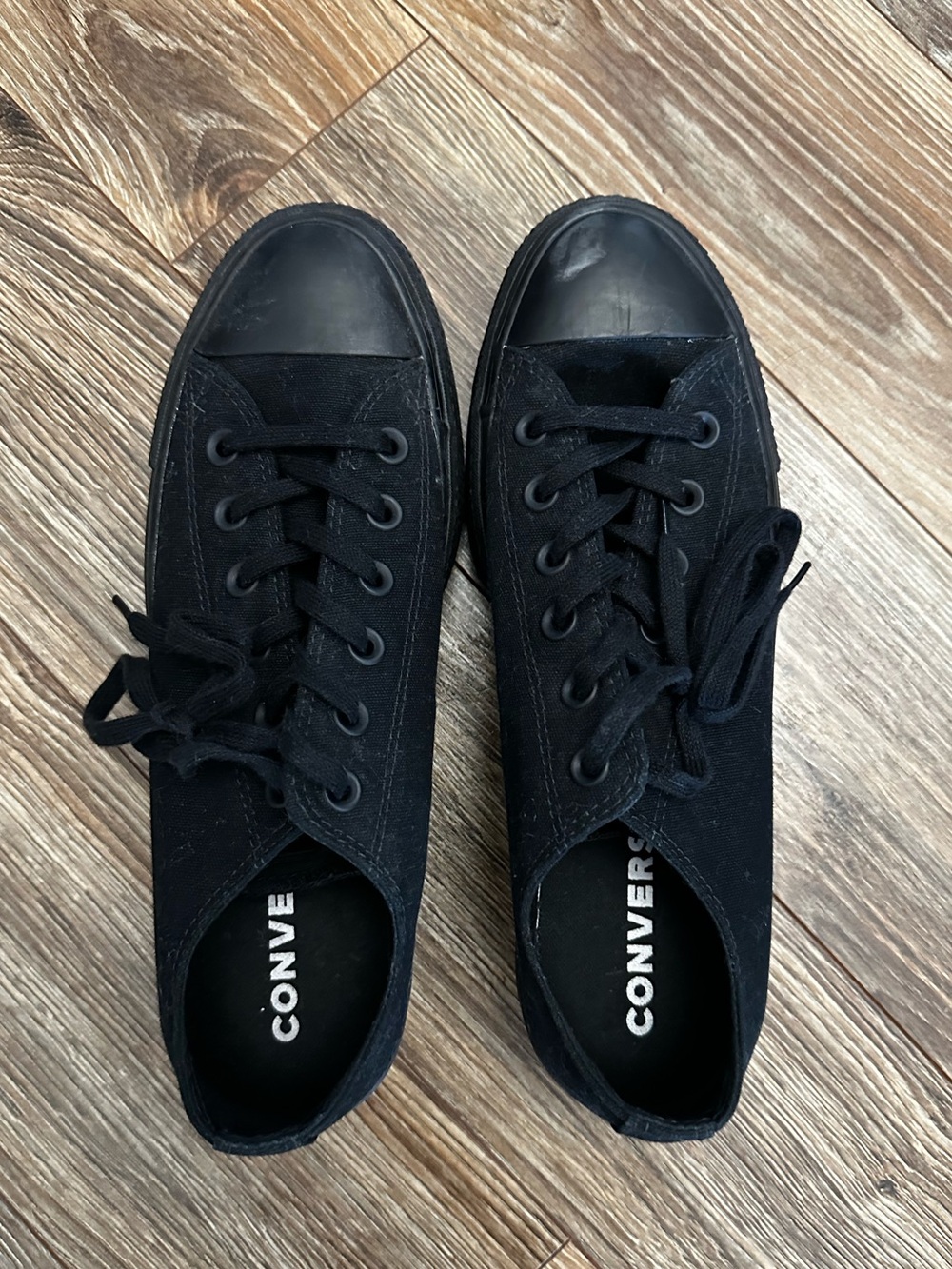 Triple black low top platform converse